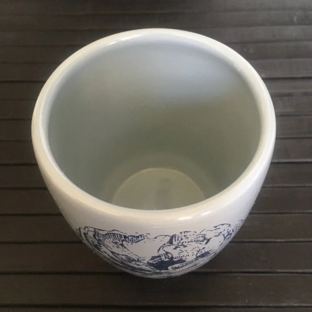 new Nine & Co by Nine West CERAMIC Bathroom Tumbler feat. Navy Blue Botanicals